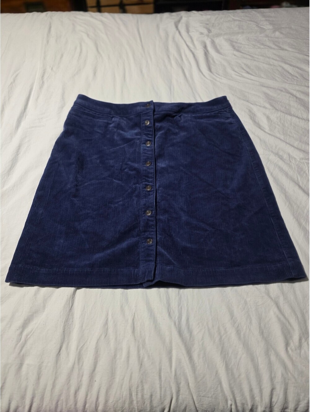 Land's End Navy Corduroy Button-Front Mini Skirt